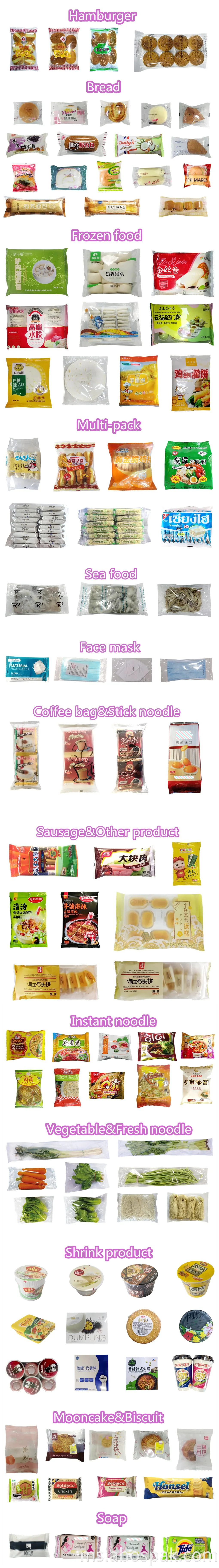 Croissant / Bread / Cupcake / Pop Corn / pusingan Biscuit / Perniagaan kecil Makanan automatik Tiga Servo bantal Flow pembungkusan pembungkusan Mesin dengan Nitrogen Pengisian Fungsi